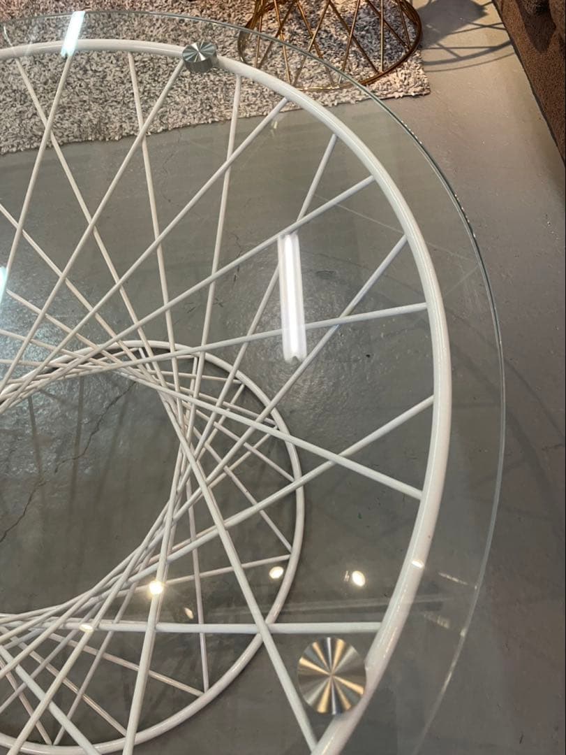 Francfranc マーリア コーヒーテーブル クリア×ホワイト（φ800）