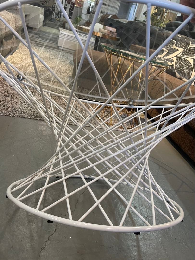 Francfranc マーリア コーヒーテーブル クリア×ホワイト（φ800）