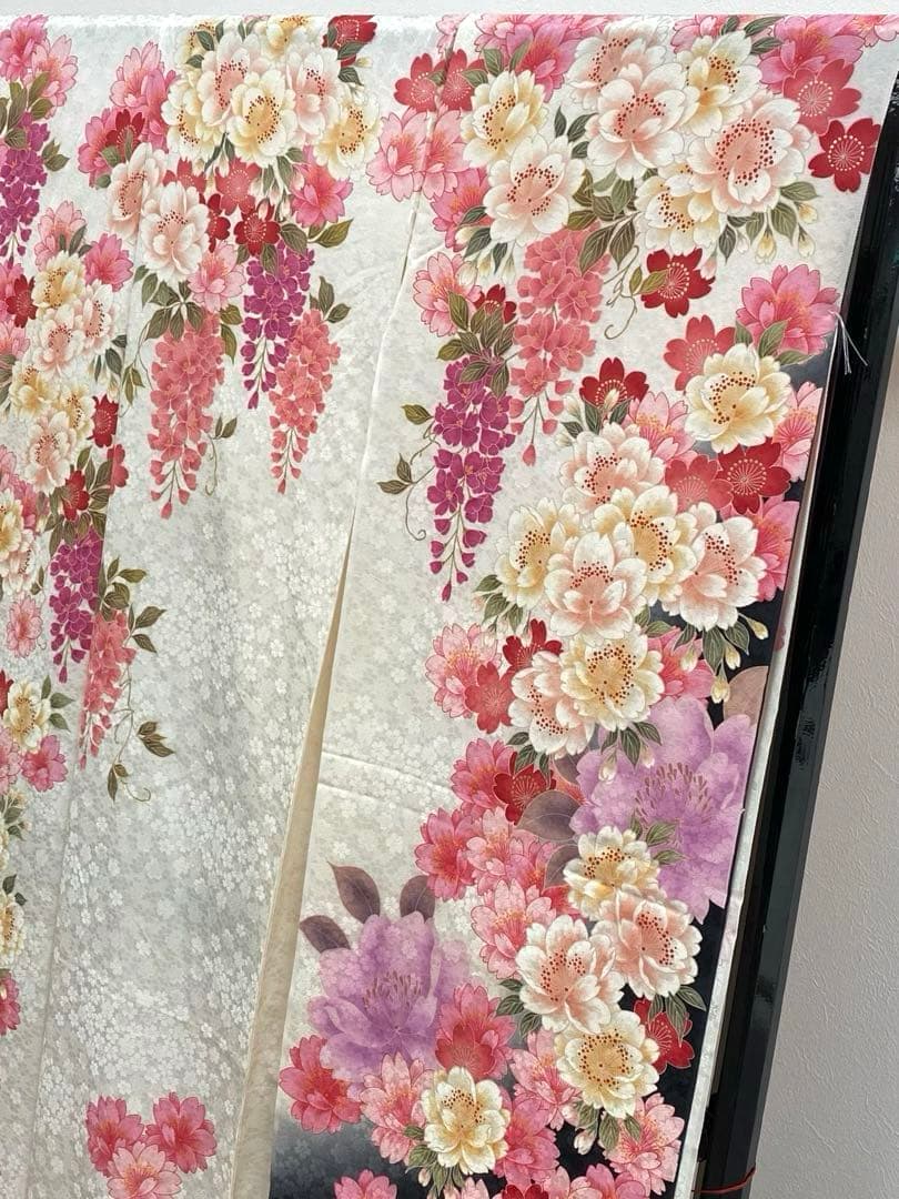 振袖 仮絵羽 ヒロミチナカノ 刺繍 金彩 紋意匠 正絹 未仕立て品 八掛付き