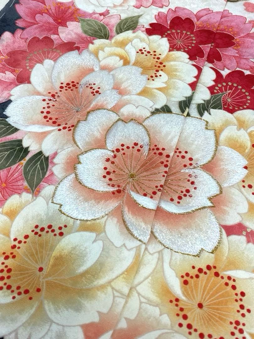 振袖 仮絵羽 ヒロミチナカノ 刺繍 金彩 紋意匠 正絹 未仕立て品 八掛付き