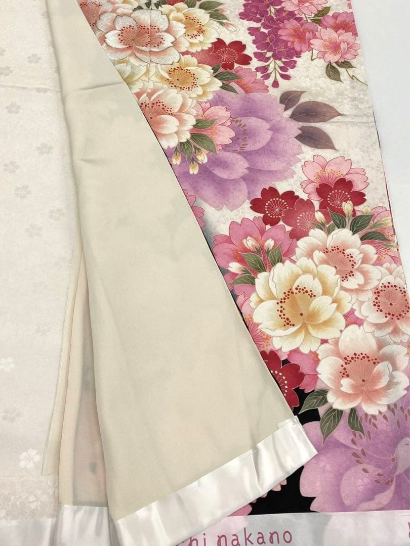 振袖 仮絵羽 ヒロミチナカノ 刺繍 金彩 紋意匠 正絹 未仕立て品 八掛付き