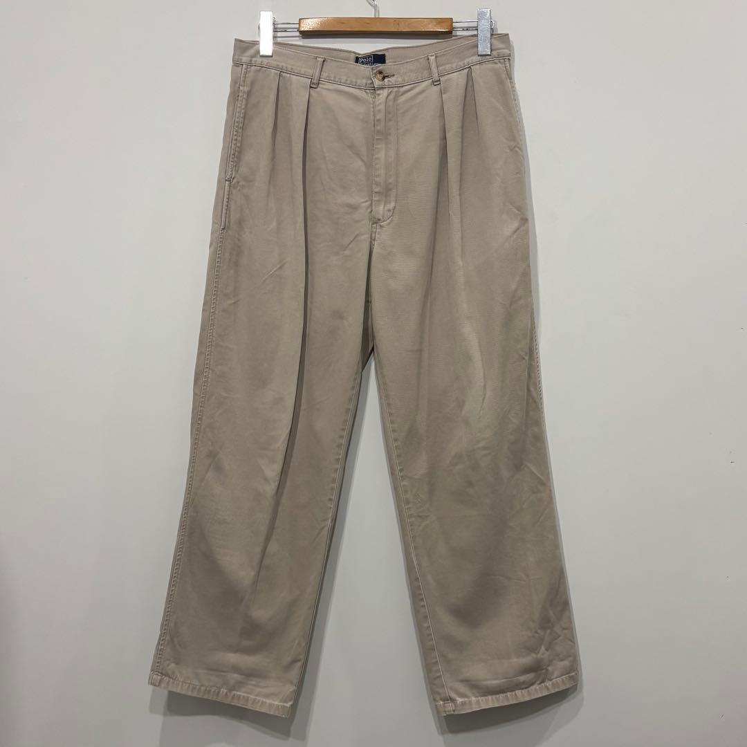 90s アメリカ製 ポロチノ 2タック ラルフローレン チノパンツ W34USA