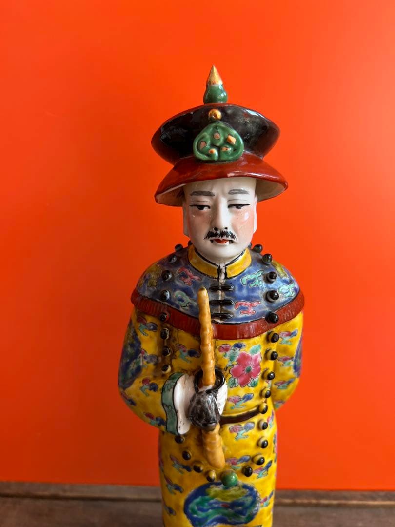 1370  中国 骨董　福建會館  游長子造　十錦 粉彩　漢人　置物　時代物