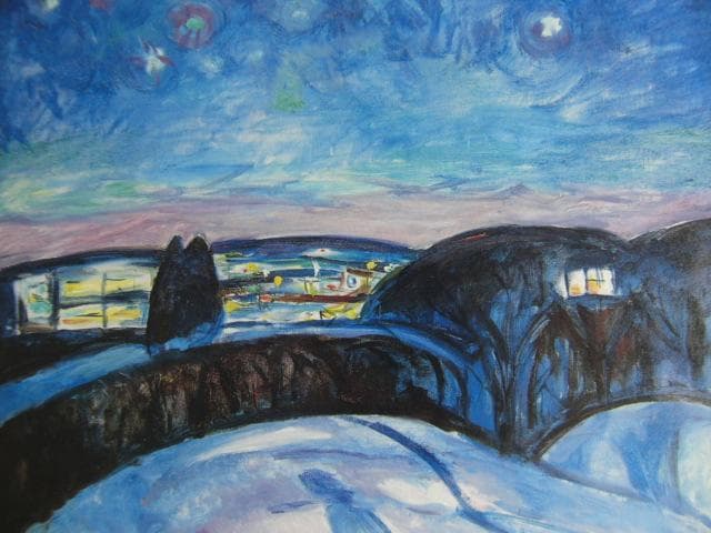 ムンク、『星あかりの夜』、希少な画集より、新品高級額