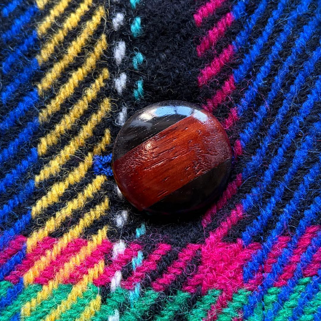 イヴサンローラン ウールコート ツイード タータンチェック マルチカラー 仏製