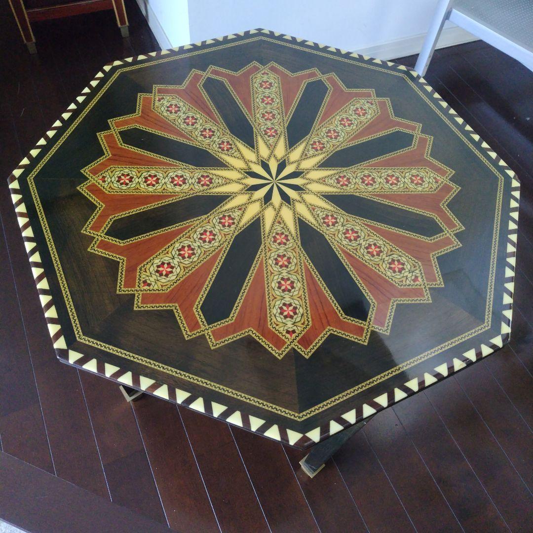 アンティーク 象嵌 寄木細工 天然木 ウッドテーブル 飾り台 レトロ