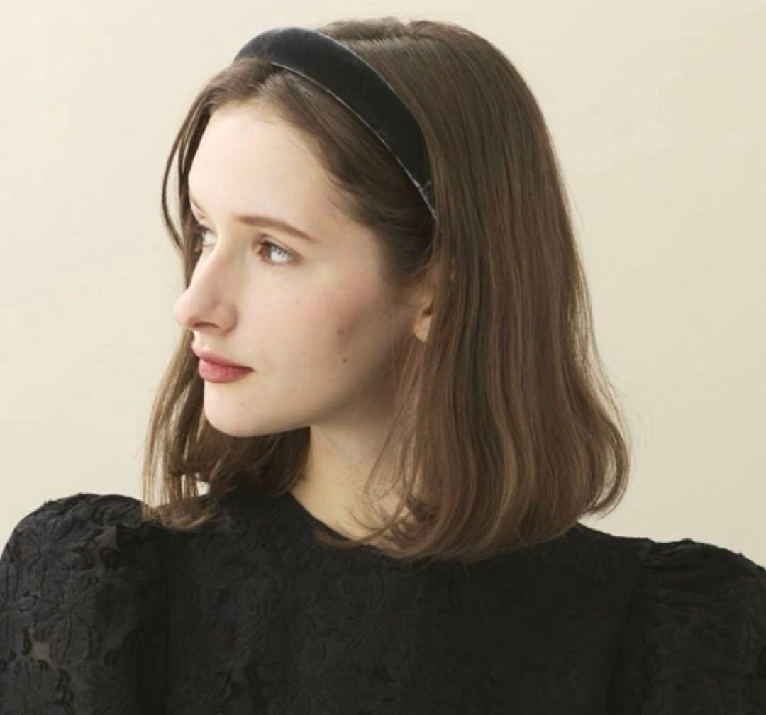 アレクサンドルドゥパリ 黒 ブラック カチューシャ　エレガント ベロア 2.5