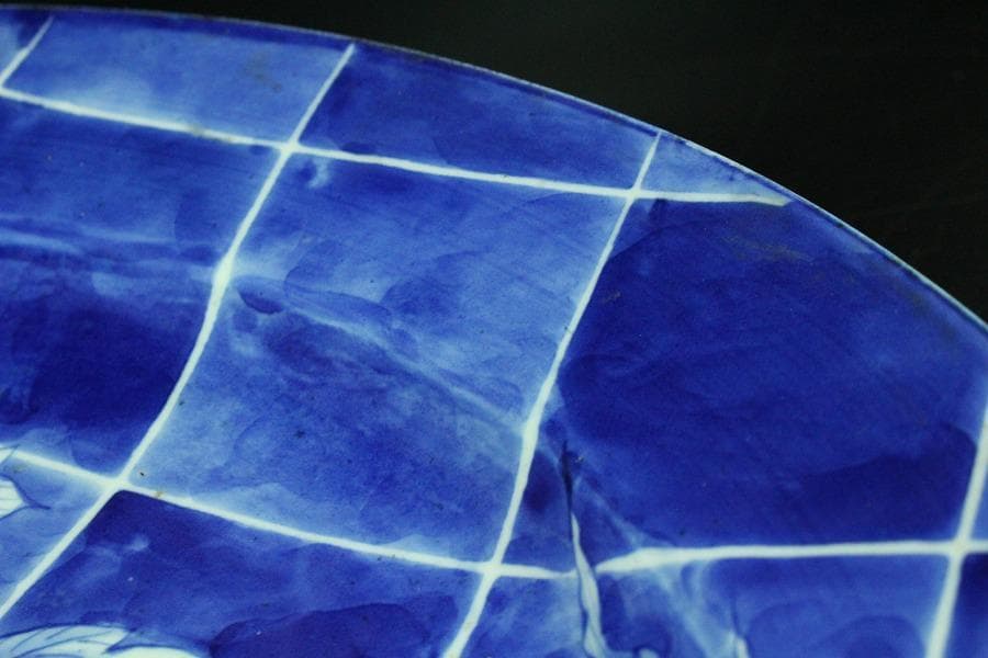 古美術 染付 花鳥紋 大皿 φ41.5cm(K-YC515)