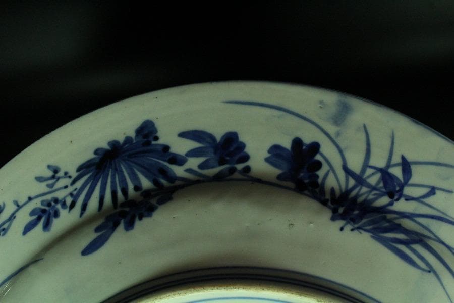 古美術 染付 花鳥紋 大皿 φ41.5cm(K-YC515)