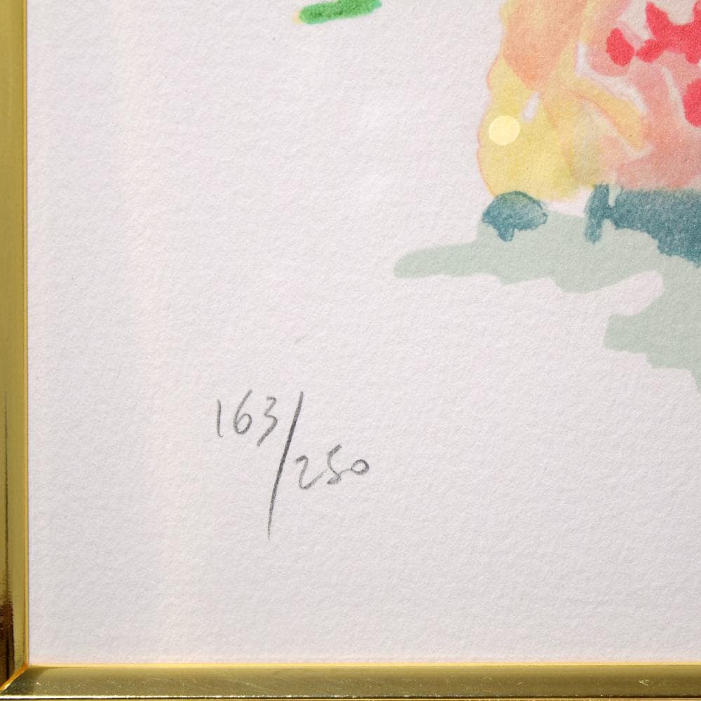 フランス画家 マリー・パラ 芳薬の花篭 水彩画 額装 絵画