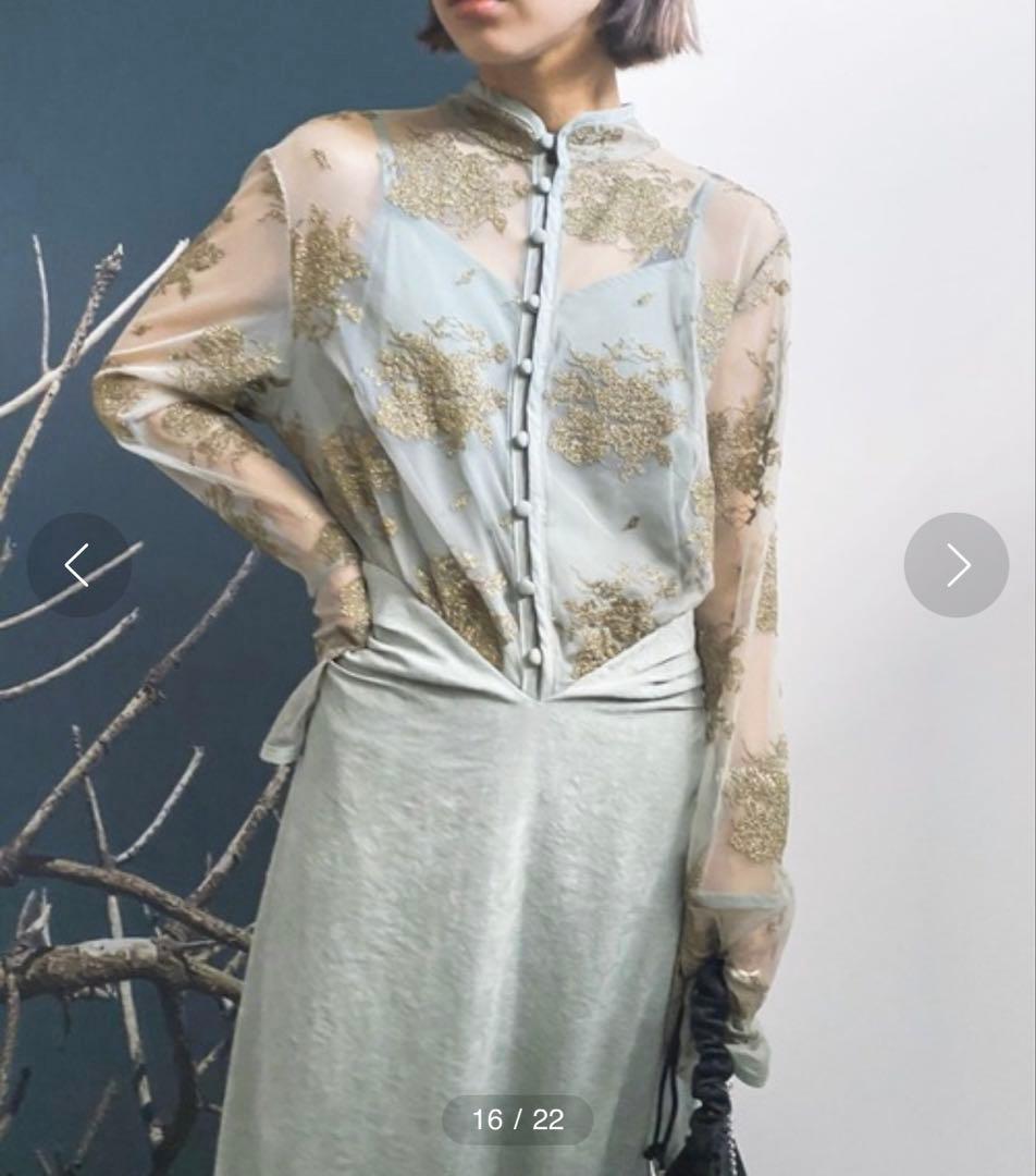 2日間限定特価！AmeriVINTAGE FLOWER DRESS M セージ