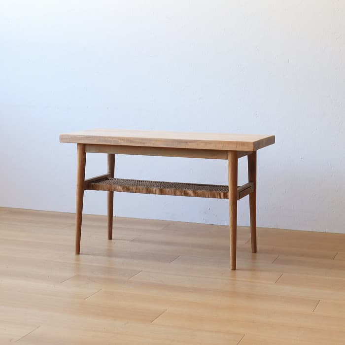 アンティーク サイドテーブル カエデ 天板 無垢材 レトロ 木製 ラタン