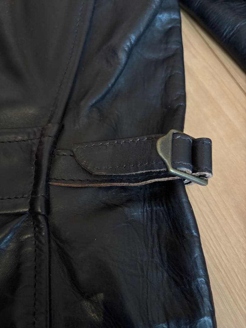 AERO LEATHER　ハーフベルトSTFレザージャケット　32サイズ　黒