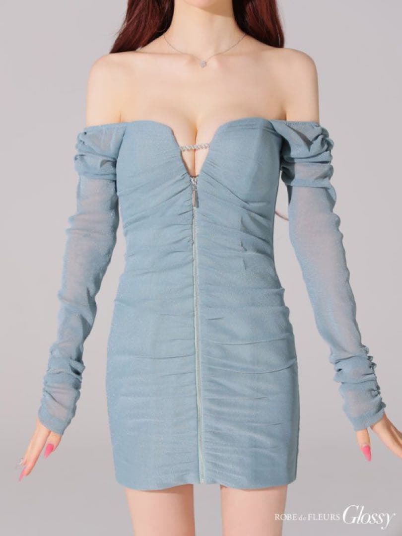 robe de fleurs glossy ドレス　M ブルー　シュガー