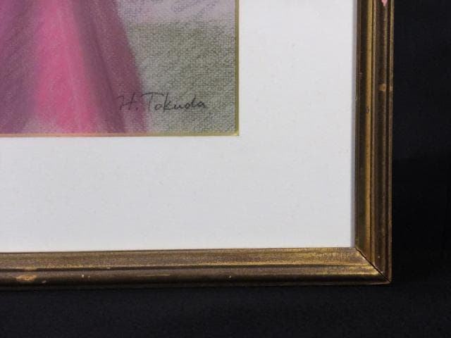 徳田宏行　直筆サイン『花のコスチューム』ペーパーにパステル画 20号 0907G