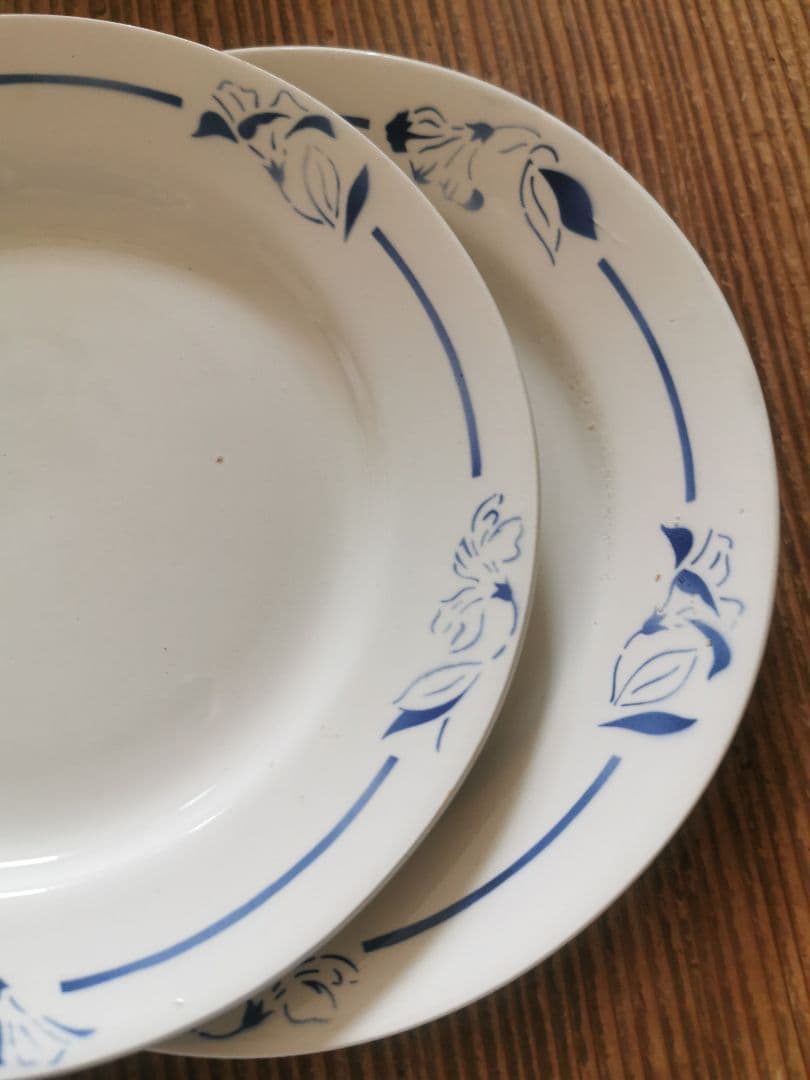 アンティーク クレイユモントロー インディゴの水仙 22㎝プレート２枚セット α
