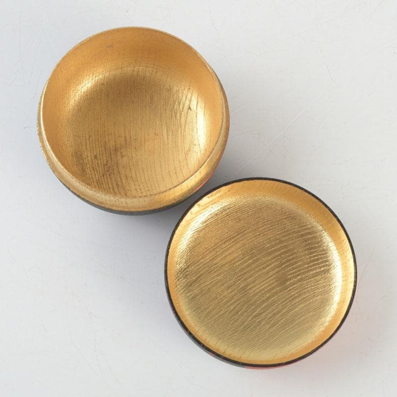 茶道具　塗師　川瀬表完作　内金菊桐紋　寿輪平棗　共箱　V　9541