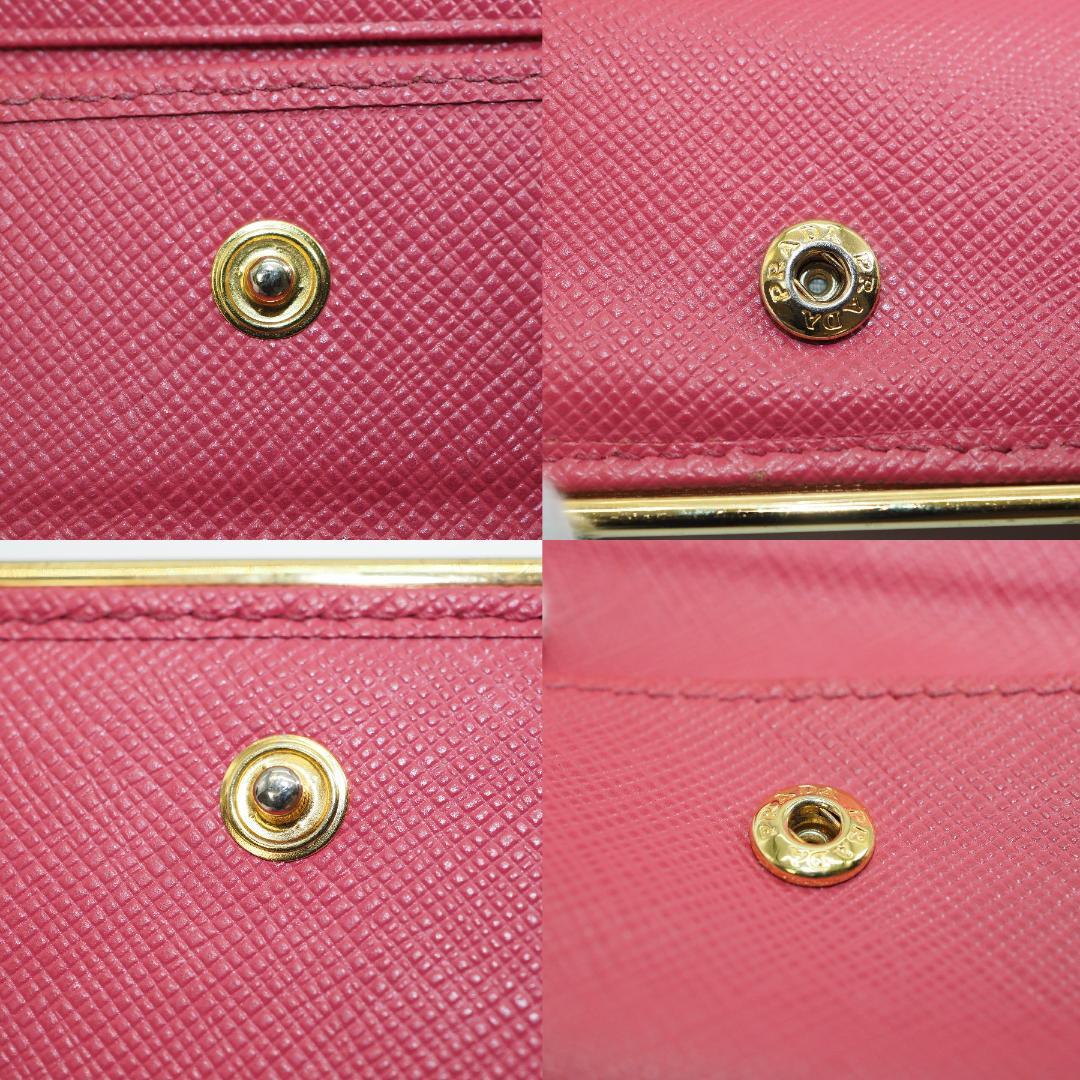 PRADA プラダ サフィアーノ レザー 二つ折り財布 ピンク系 ゴールド金具