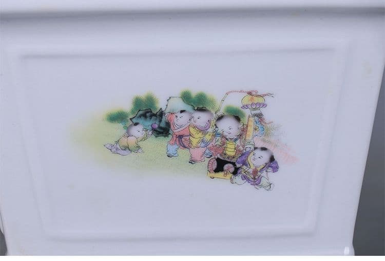 景徳鎮 粉彩四方童子図花鉢 多肉菖蒲盆栽 植木鉢 小品盆栽鉢 大品盆栽鉢