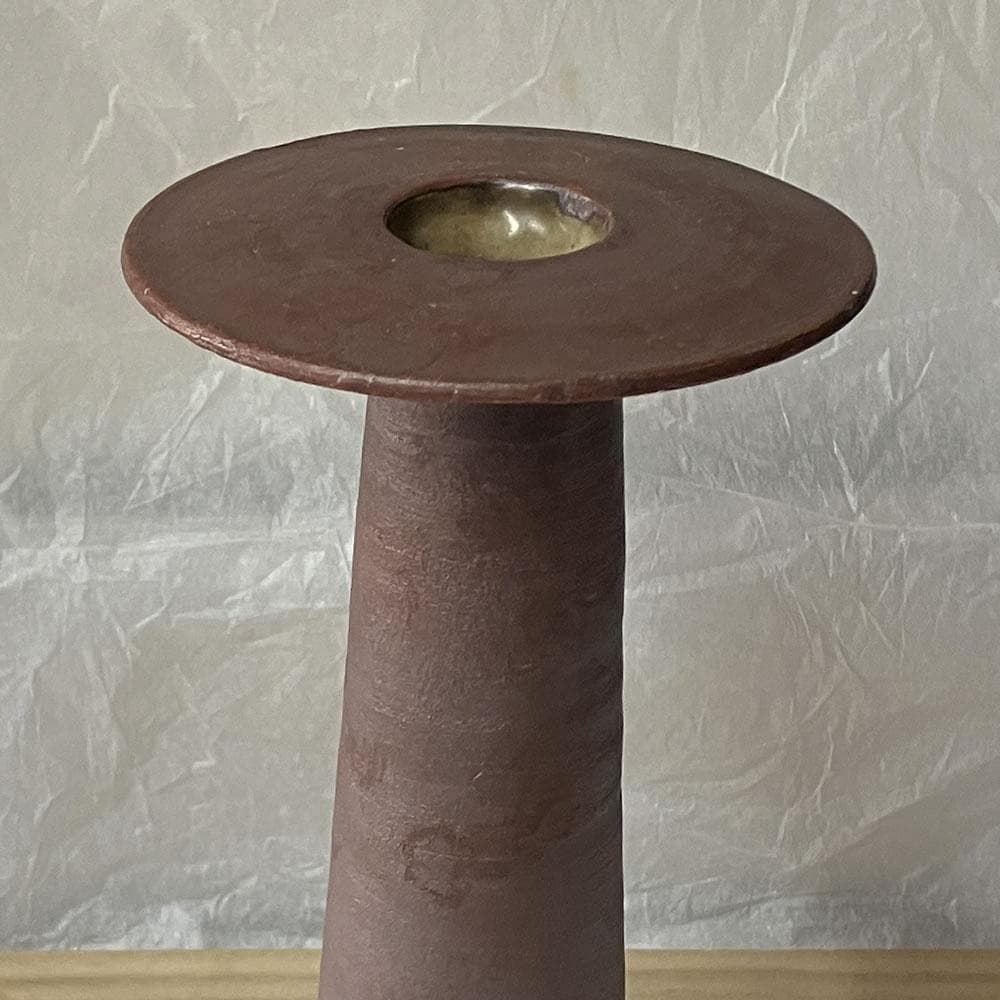 p009 松古窯 佐久間芳山 鍔花入 共箱 高さ 花入 五月節句 刀の鍔 の形