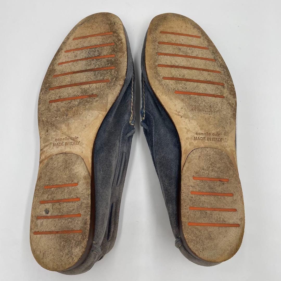 【美品】HERMES スウェード　モカシン　ドライビングシューズ　グレー26cm