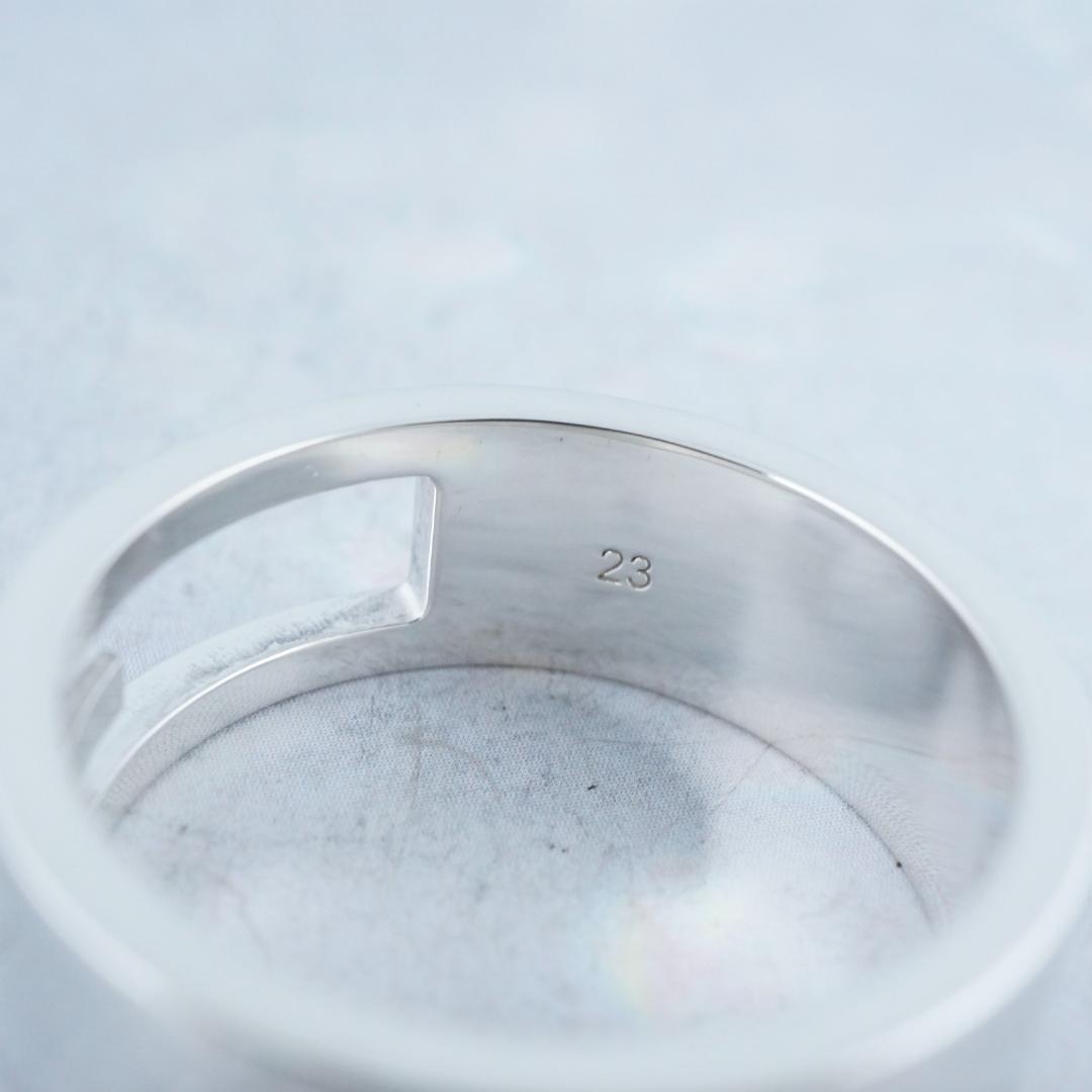 新品仕上 グッチ ブランデッドG カットアウト リング　23号