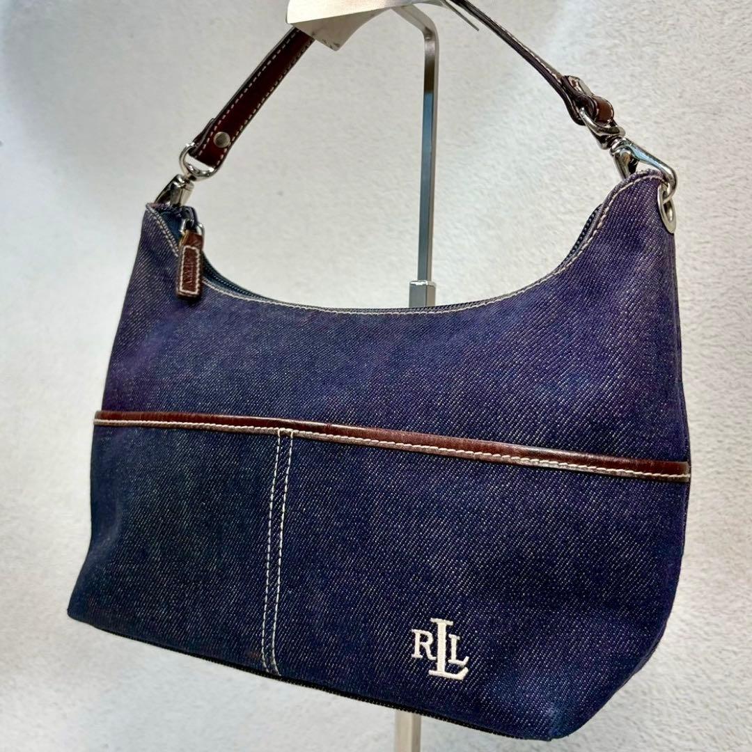 【美品✨】希少　ローレンラルフローレン　デニム　ハンドバッグ 紺色　ワンショル
