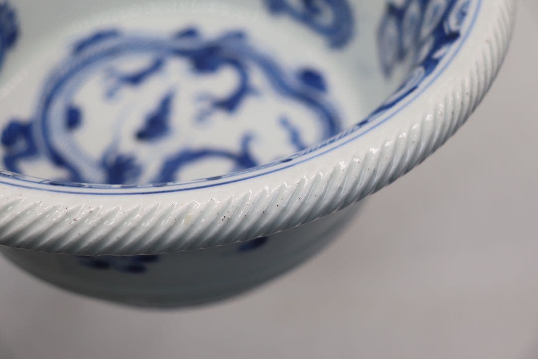 江戸　伊万里　染付　龍紋鉢　送料込み1226