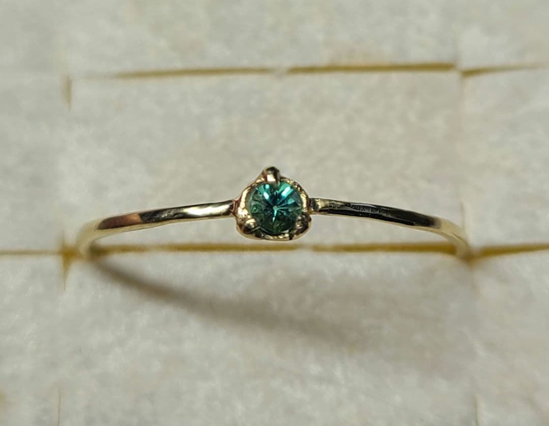 非加熱のオールドピース★ブラジルバターリャパライバトルマリンリング10金★