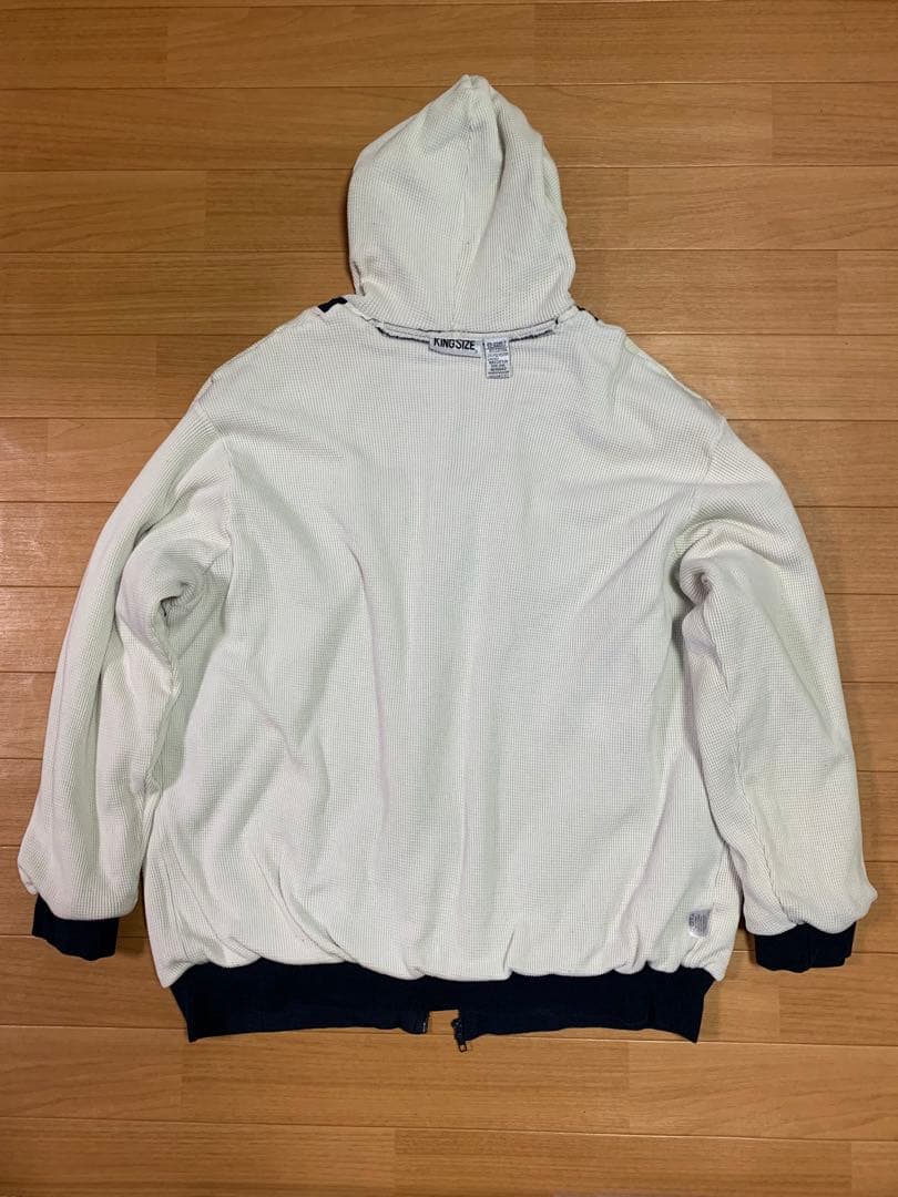 80sUSA KING SIZE裏サーマルパーカーXXLダブルフェイス紺ワッフル