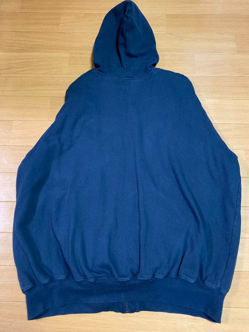 80sUSA KING SIZE裏サーマルパーカーXXLダブルフェイス紺ワッフル