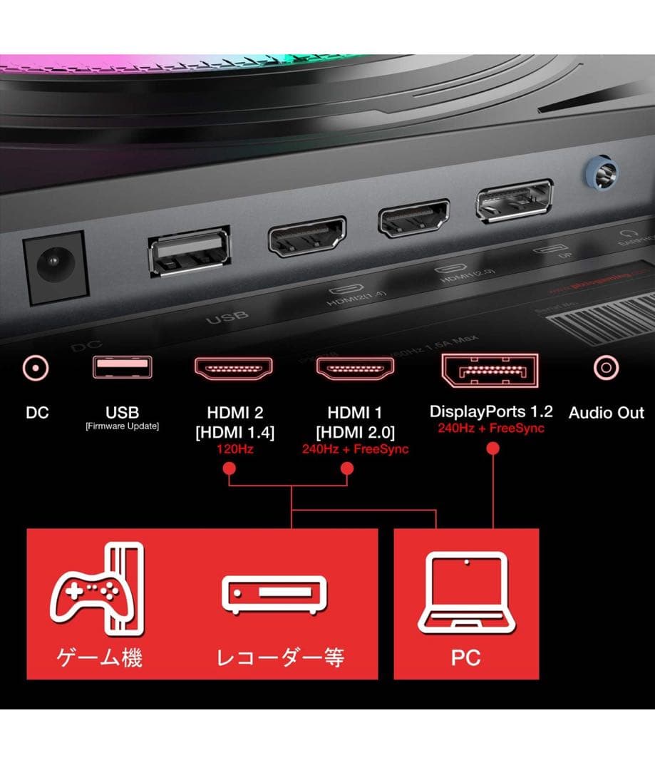 27インチ240Hz 1ms ゲーミングモニターPixio PX279RP箱付き