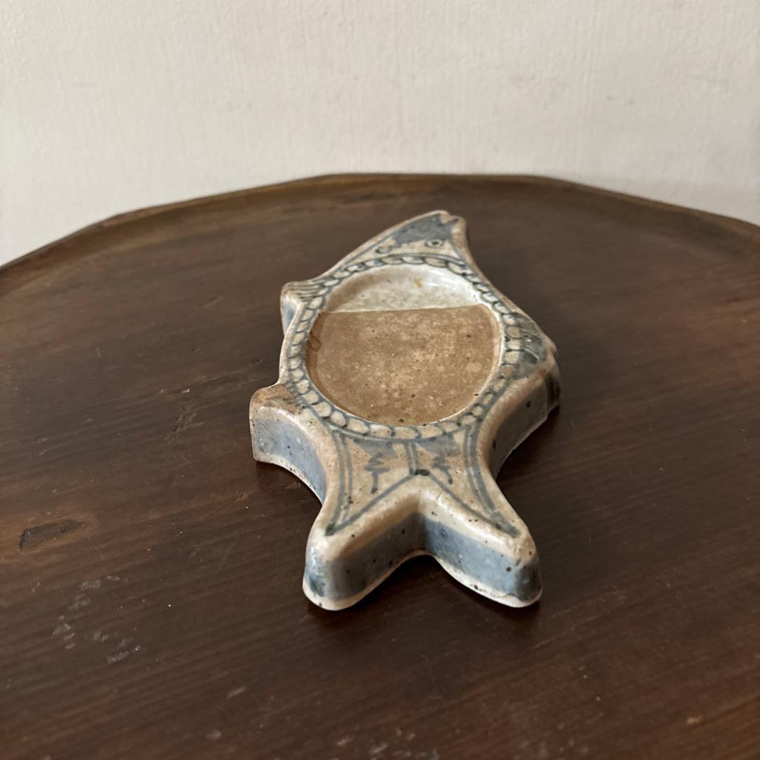染付魚形硯　東山　兵庫県姫路　江戸時代　骨董　アンティーク検:李朝　三田　伊万里