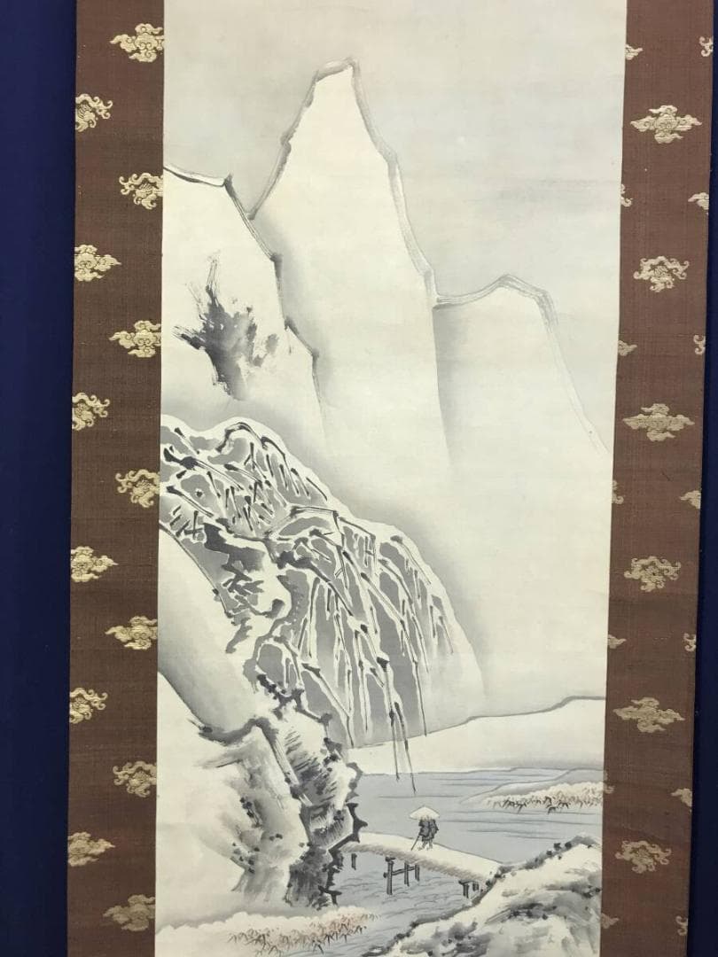 模写/英一蝶/東方朔図/桃仙人図/山水人物図/三幅対/掛軸☆宝船☆AH-692