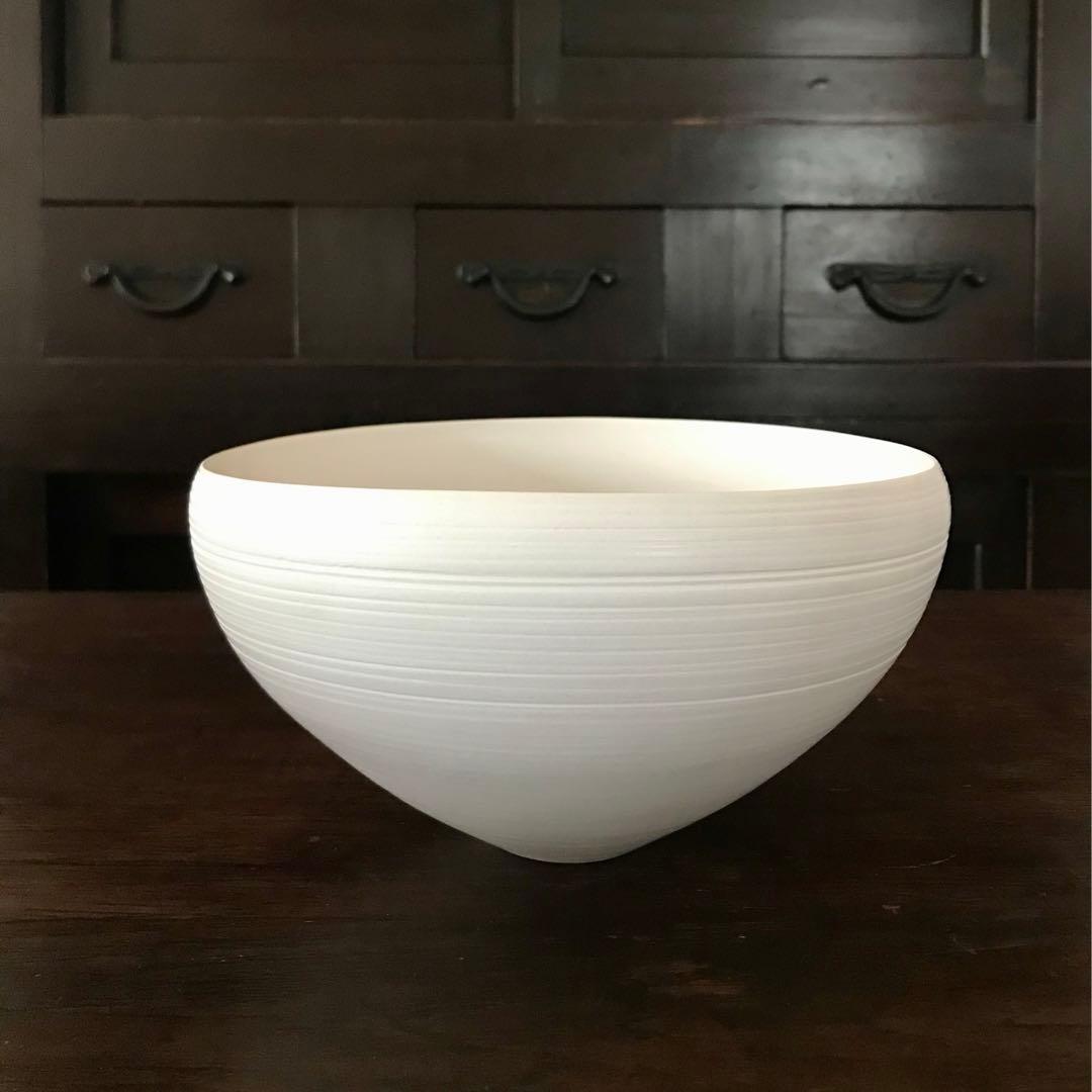 黒田泰蔵さん　白磁鉢　黒田征太郎さんの和紙、桐箱付き