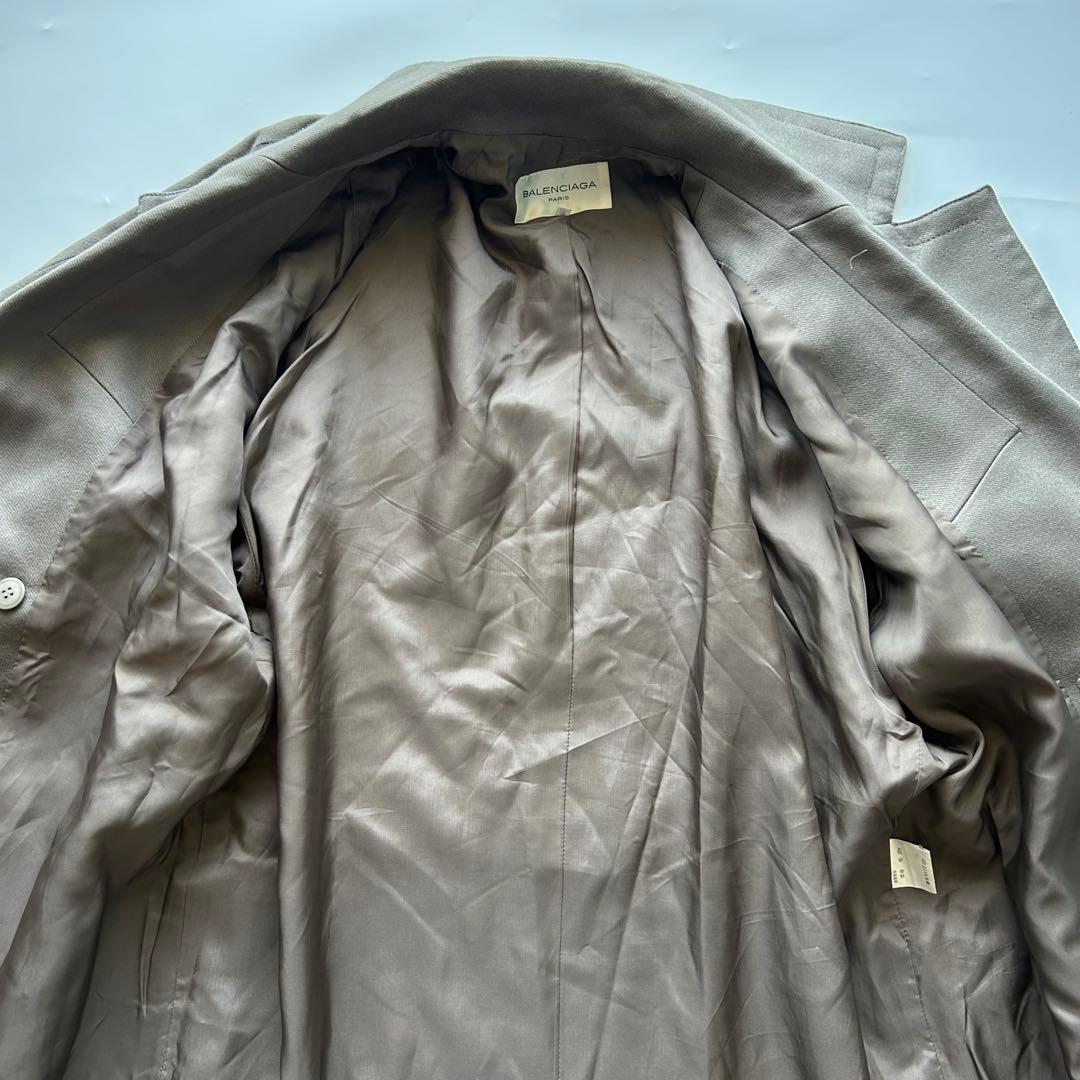 バレンシアガ　チェスターコート　ヴィンテージ　金ボタン　ロング　グレー　①