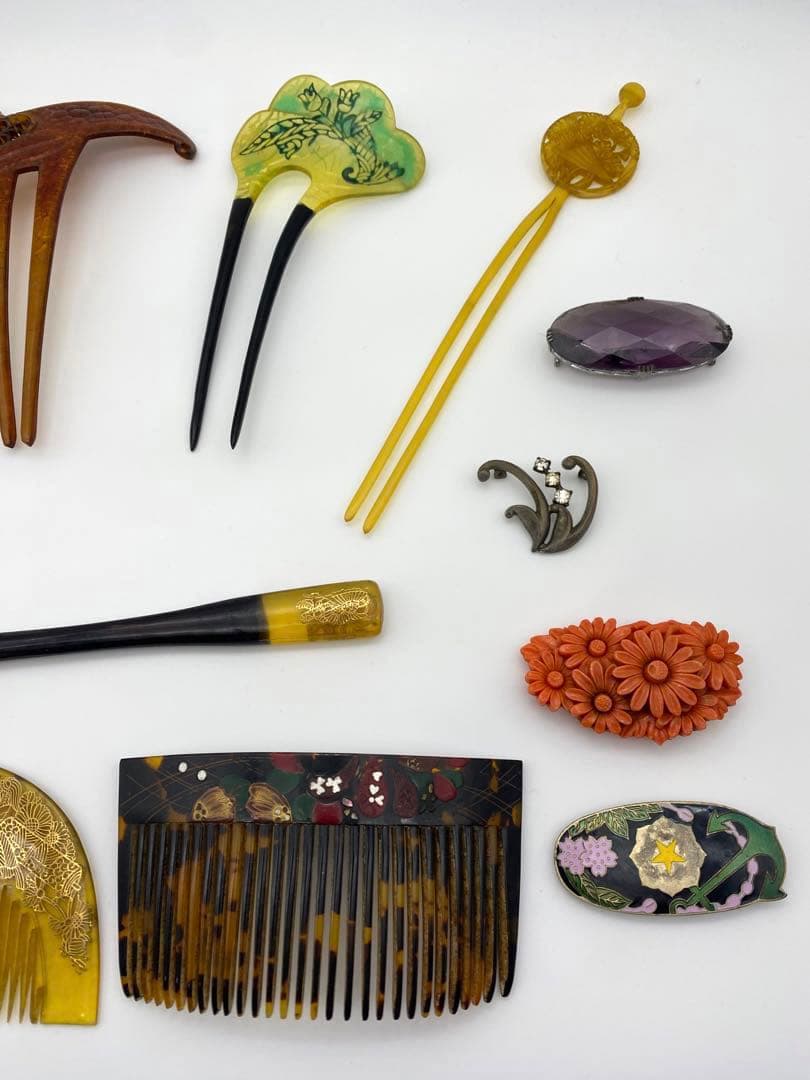 【超貴重】アンティーク簪・帯留セット11点