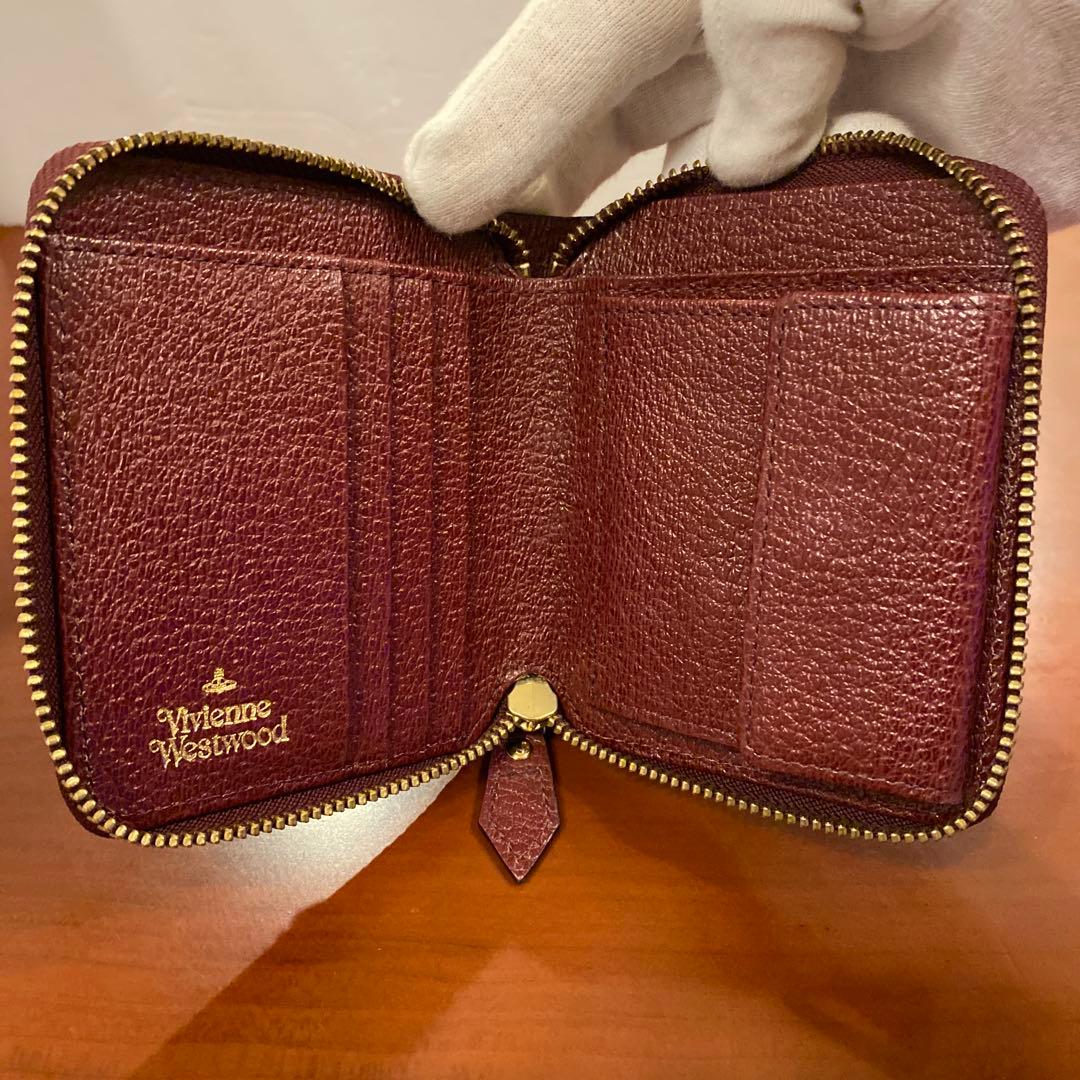 【極美品】ヴィヴィアン ニつ折り財布　金オーブ　エグゼクティブ　ボルドー　赤