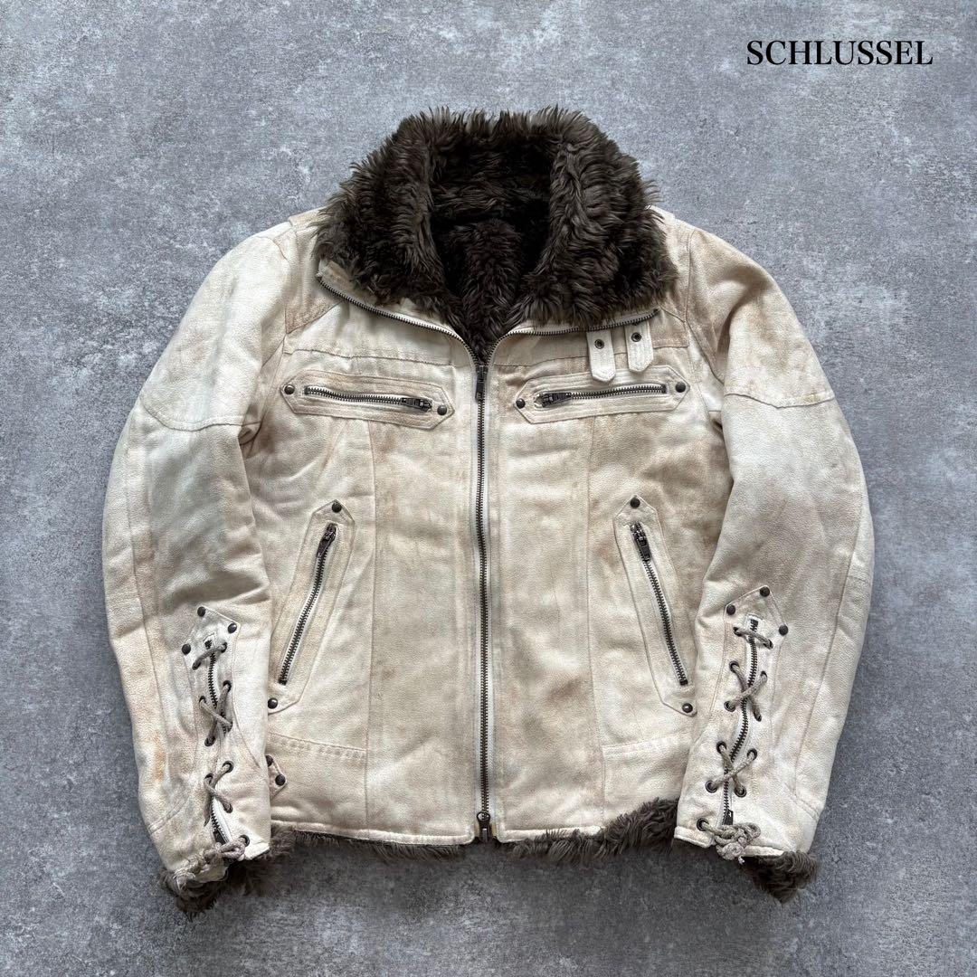 【SCHLUSSEL】 シュリセル フェイクレザー ボアライダースジャケット