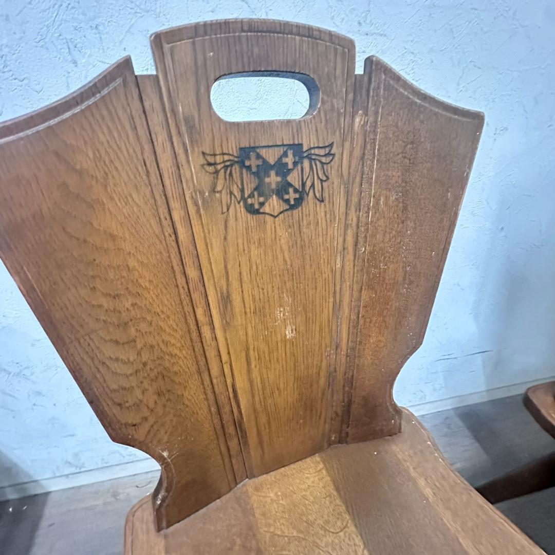 オールドカリモク　ルスティック　ダイニングチェア　紋章　焼印入り　　4脚