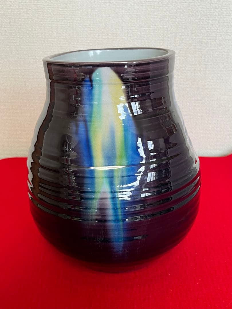 【大型作品】柳雨軒 三代 人間国宝 徳田八十吉  (正彦銘) 花入 管理T182