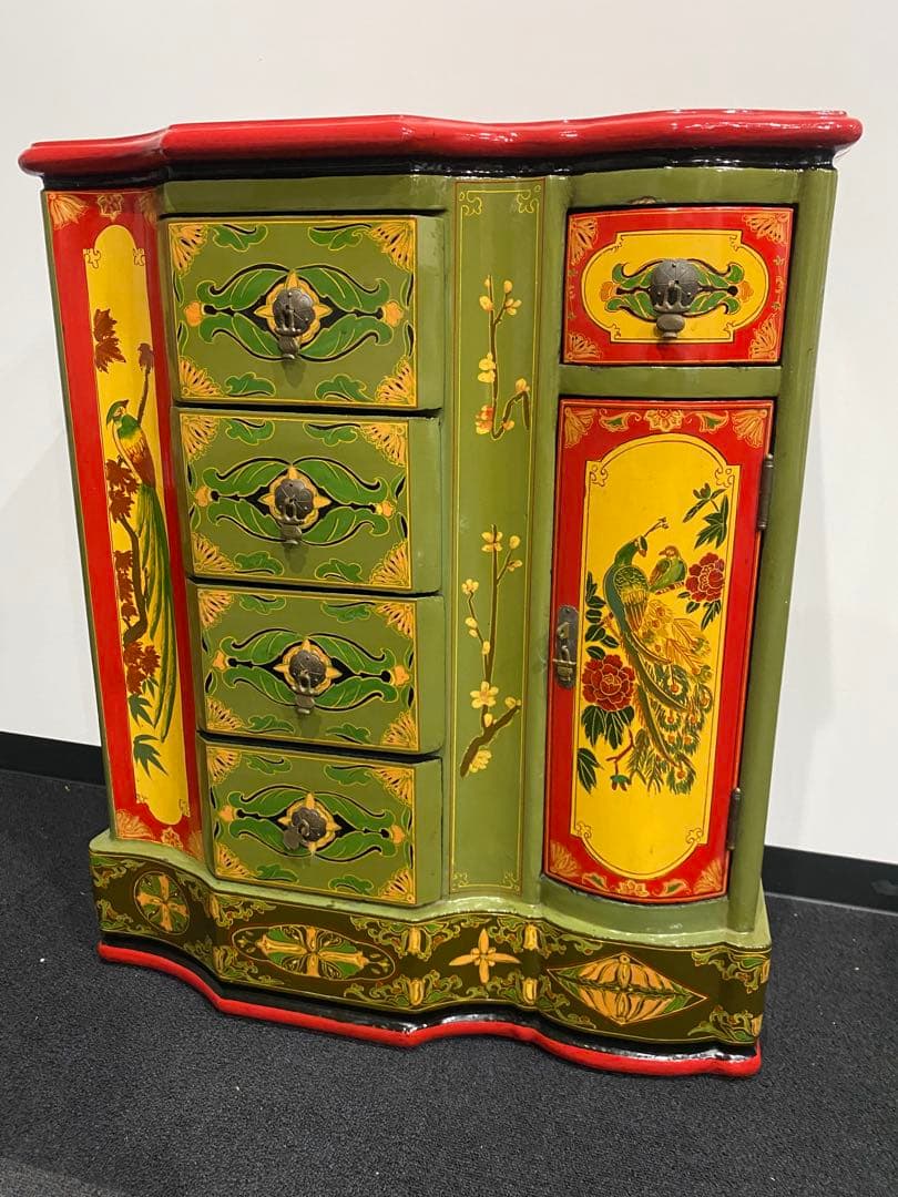 レトロ　ペイント　キャビネット　アジアン　ヴィンテージ