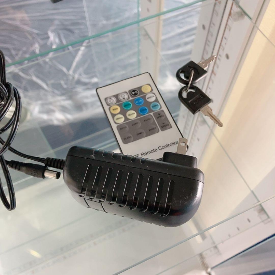 LEDライト付きガラスショーケース 背面鏡 コレクションボード ホワイト W60