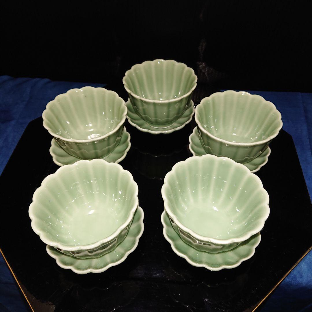 鍋島青磁、菊豆皿、鉢、レトロ