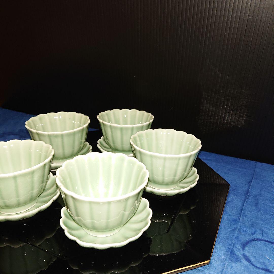 鍋島青磁、菊豆皿、鉢、レトロ