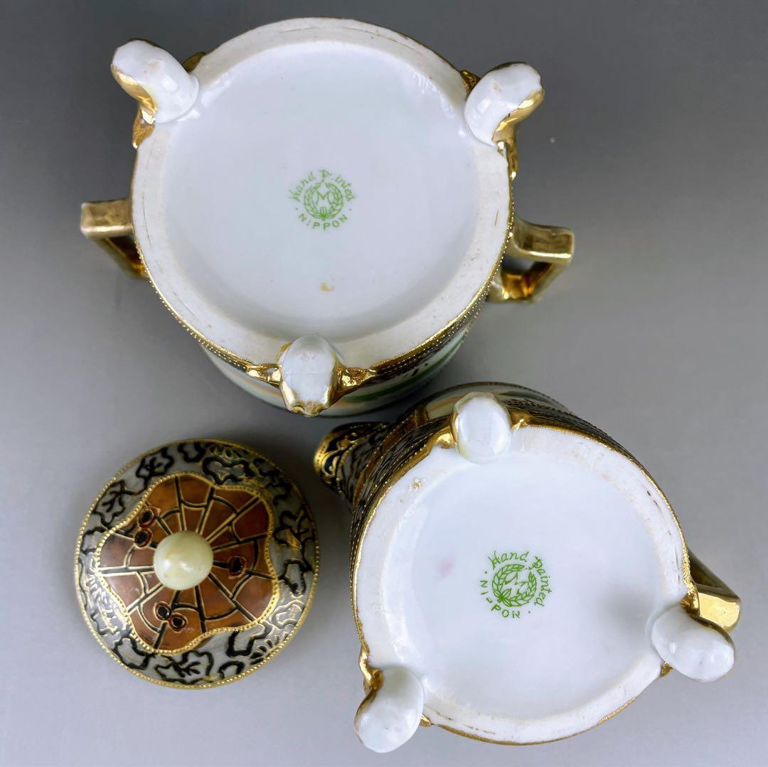 【希少】オールドノリタケ アールヌーボー様式 風景紋 シュガーボウル クリーマー