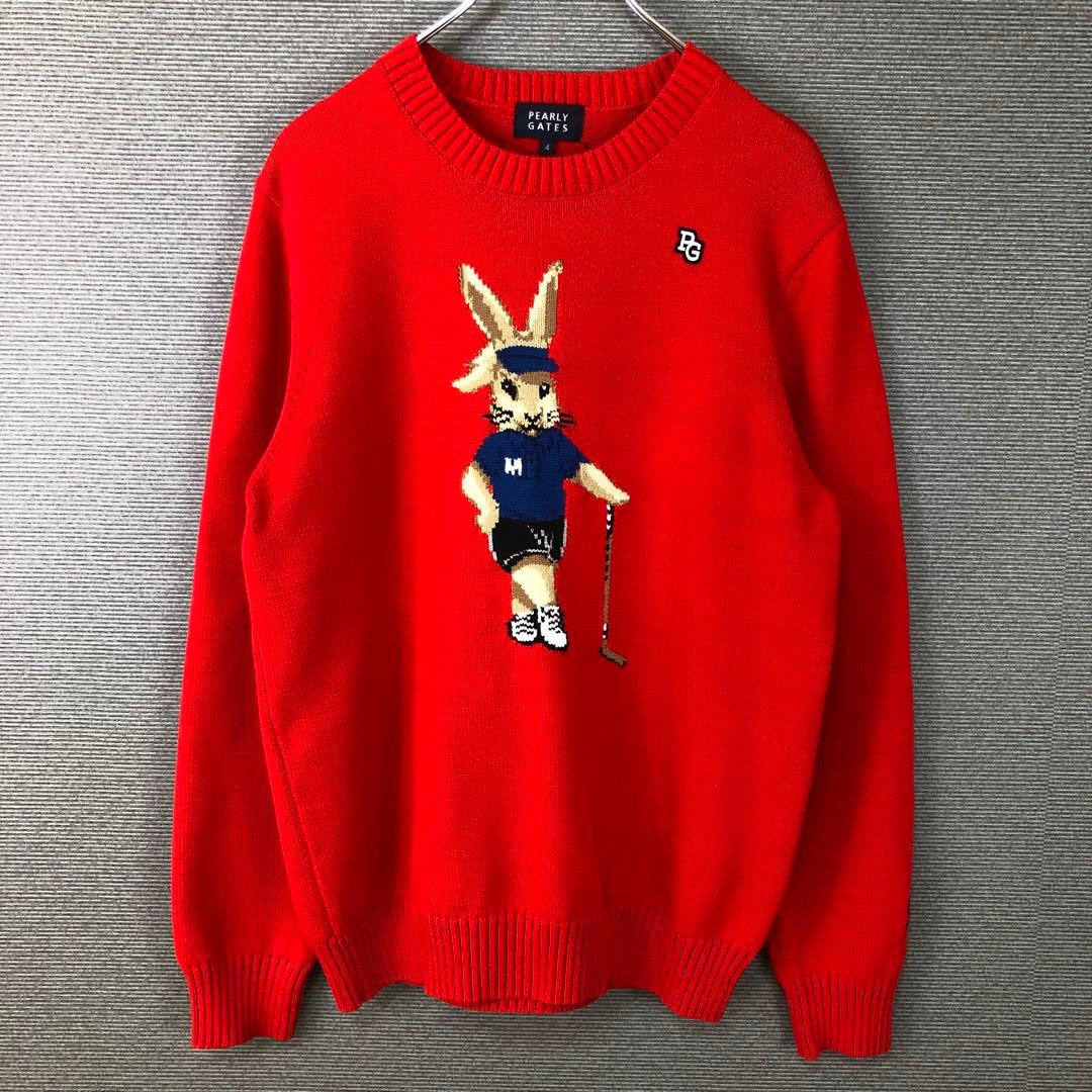パーリーゲイツ 上田桃子さんコラボ トラッドラビット ニット 4 レッド