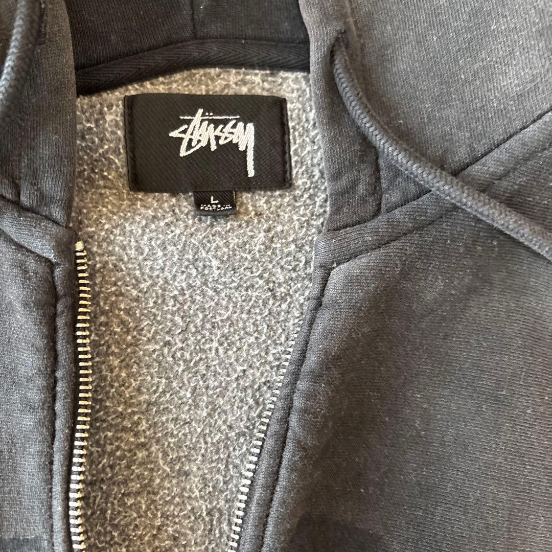 STUSSY グレー ジップアップ パーカー Lサイズ