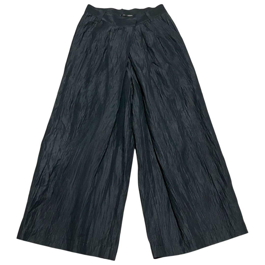 【名作】ル・ピボット　リネン　ワイド　タックパンツ　シワ加工　ガウチョ　ボトムス