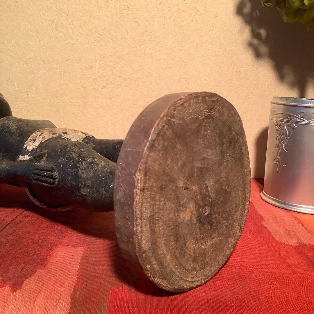 19世紀・コートジボワール「木彫・少年像」アフリカ・民族人形・コロン・木彫彩色